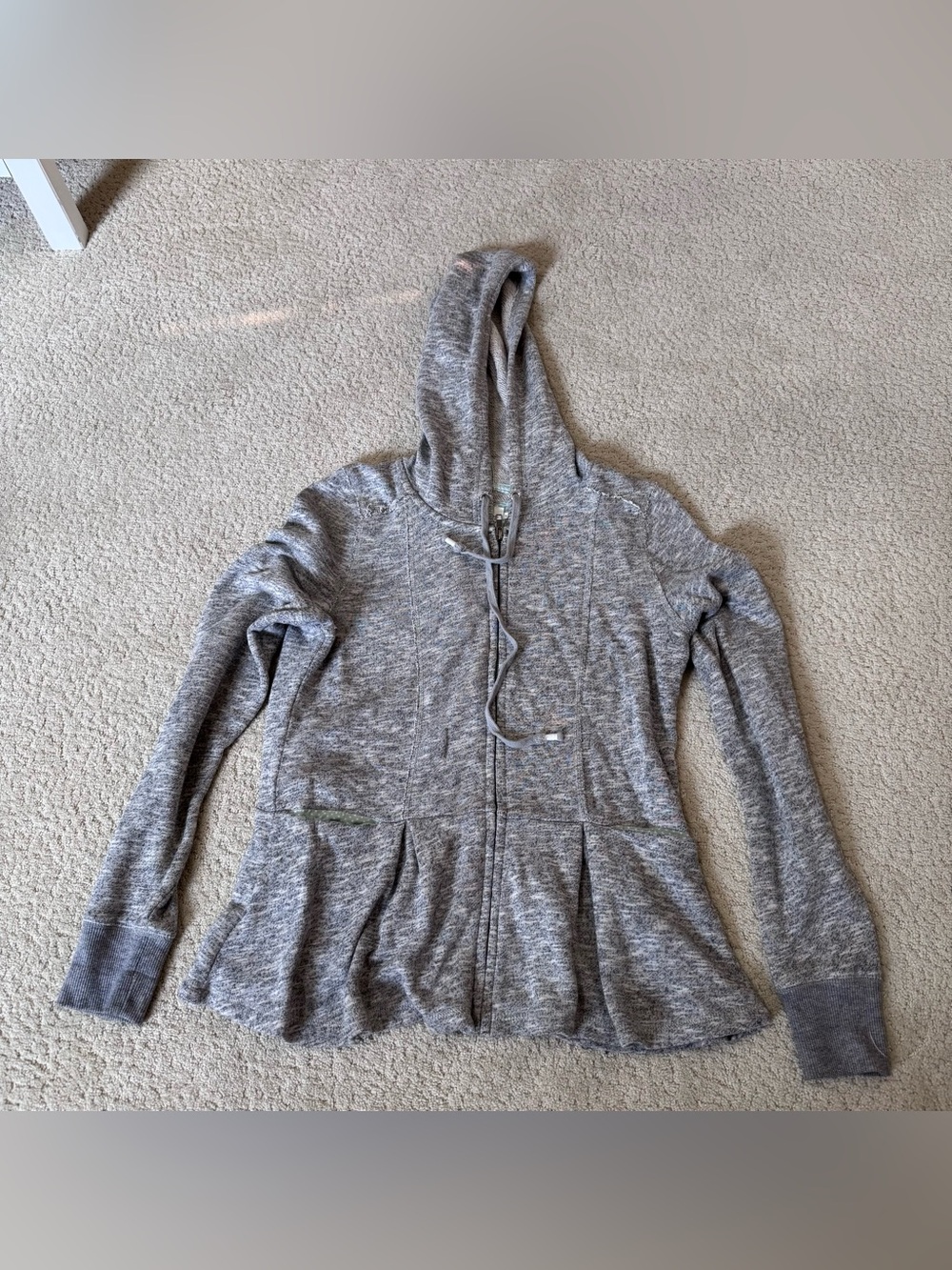 Anthropologie Saturday Sunday Peplum Gray Full Zip Hoodie Sweatshirt Medium